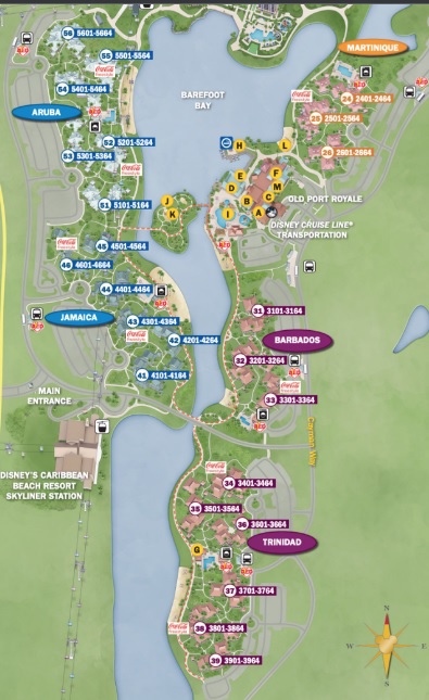 Disney´s Caribbean Beach Mapa